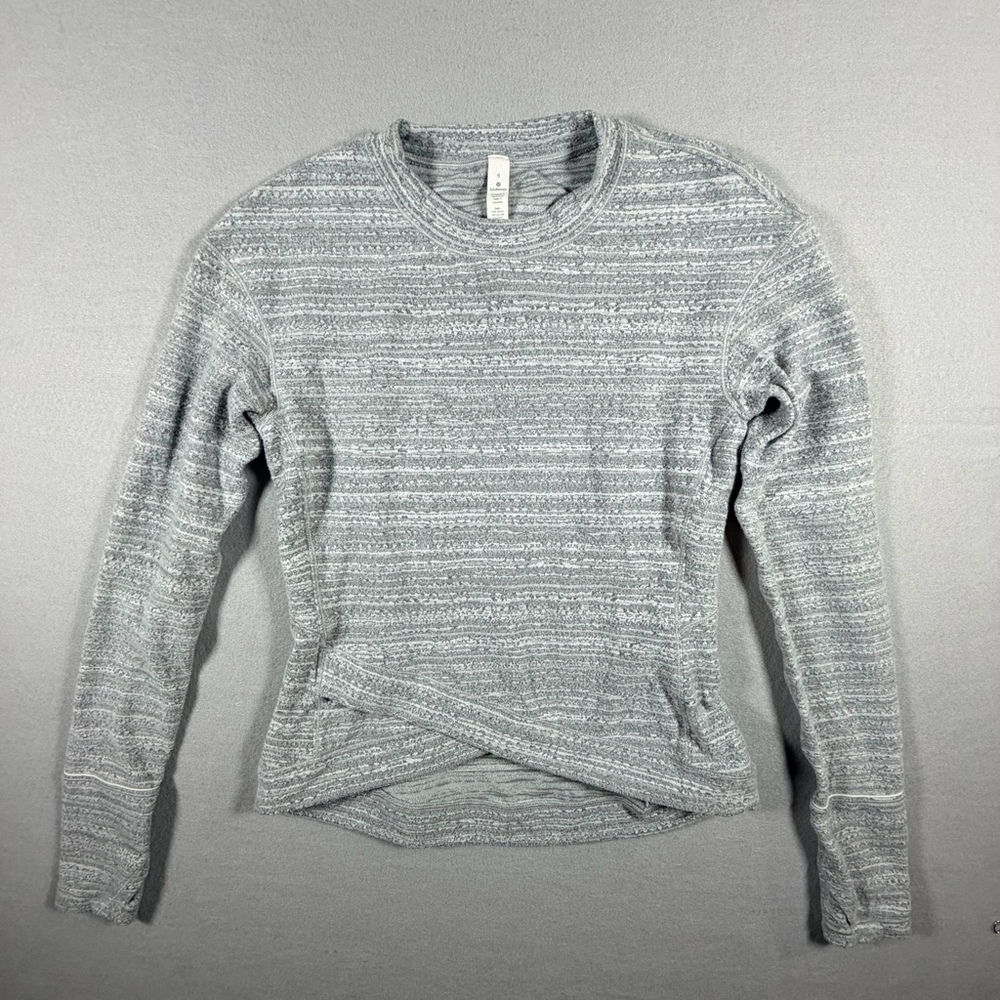 Lululemon Rest Less Pullover Space Dye Crossover Hem Top Women’s Size 6